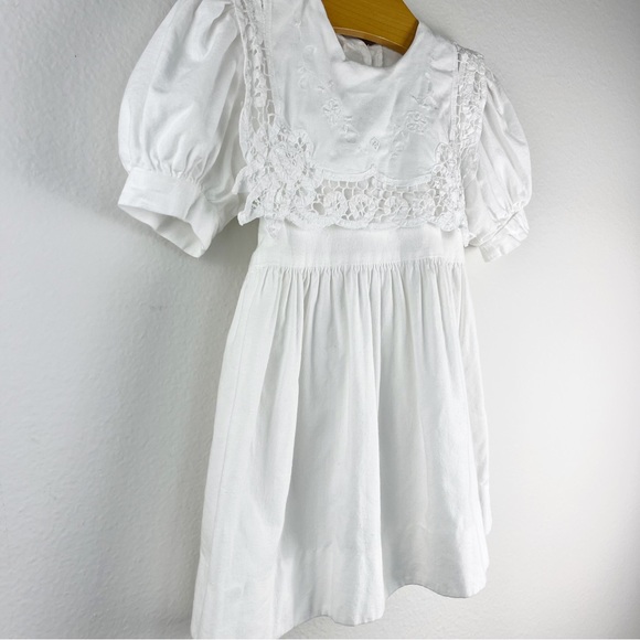 Vintage Allison Rose White Dress Eyelet Lace Bib Collar Size 2T - Picture 3 of 12